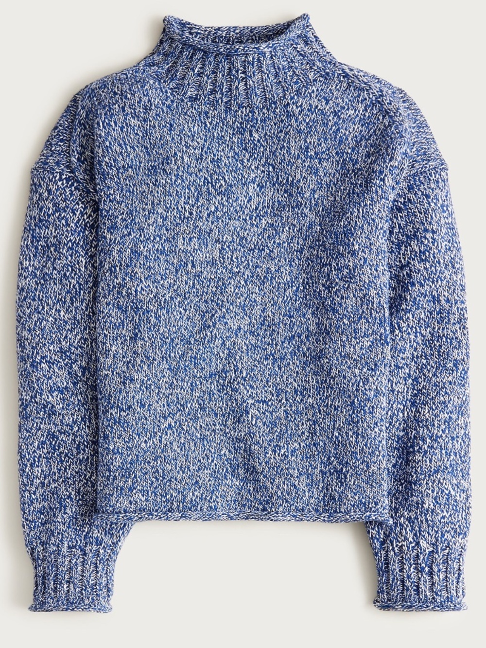 NWT J.Crew Marled 2025 Rollneck Sweater in Blue Navy Ivory